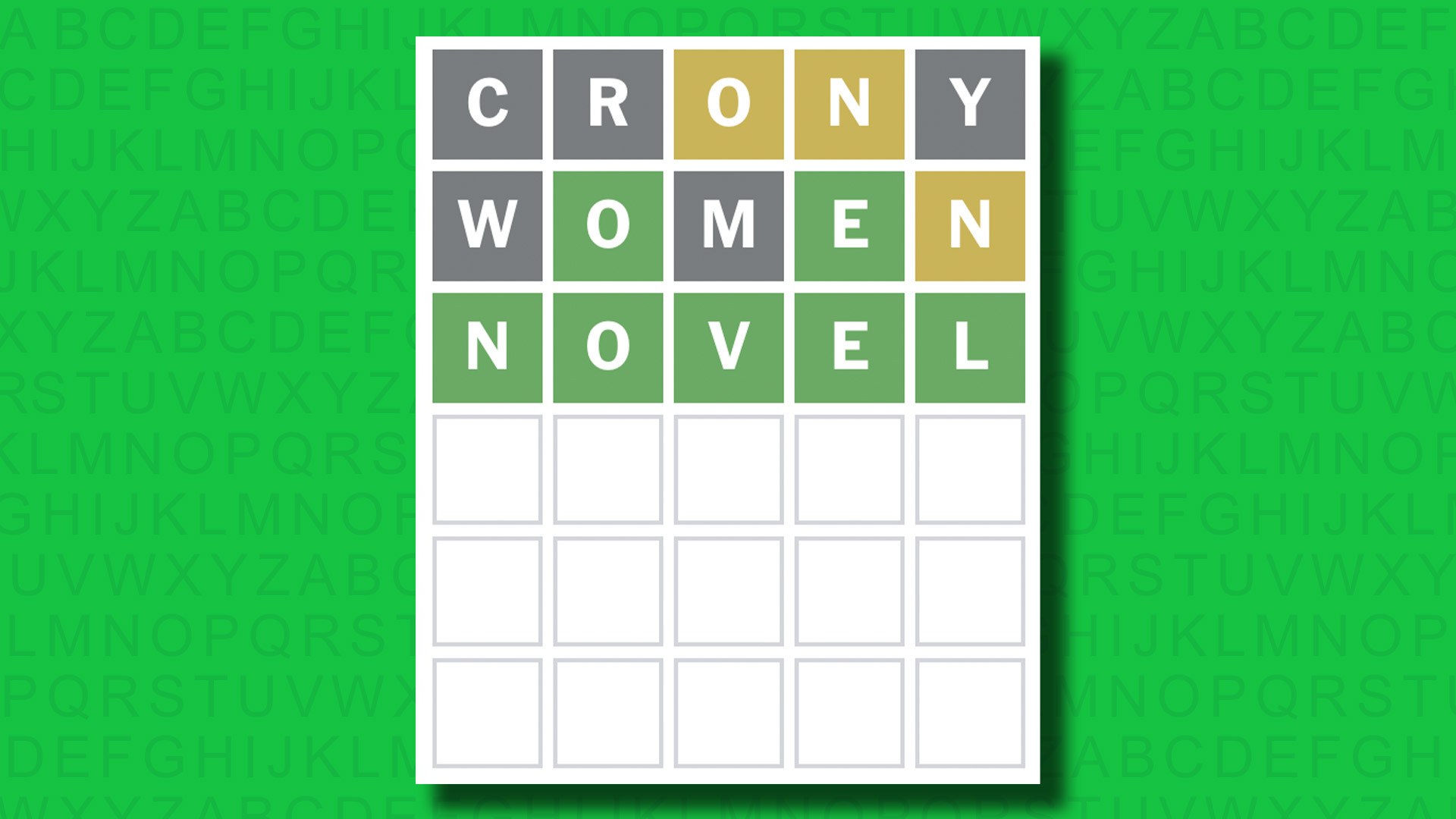 NYT Wordle answer for game 1481 on a green background