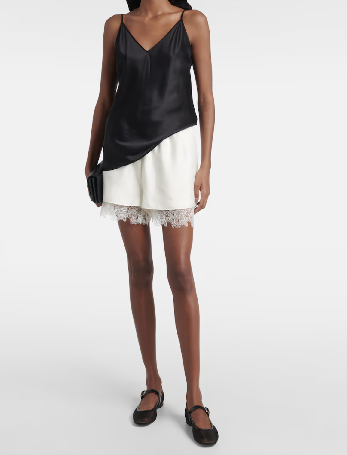 R&amp;Oacute;HE, Lace-trimmed silk shorts