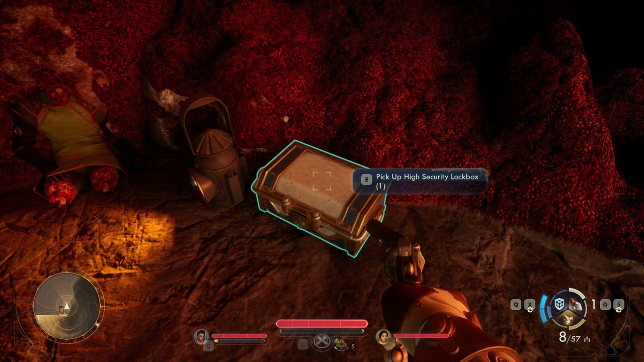 Outer Worlds 2 High Security Lockbox next to body