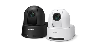 Sony Electronics new PTZ cameras, one in black and one in white. 