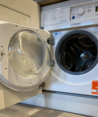 A washing machine with an open door