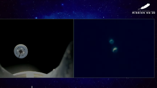 Blue Origin's New Shepard capsule and booster.