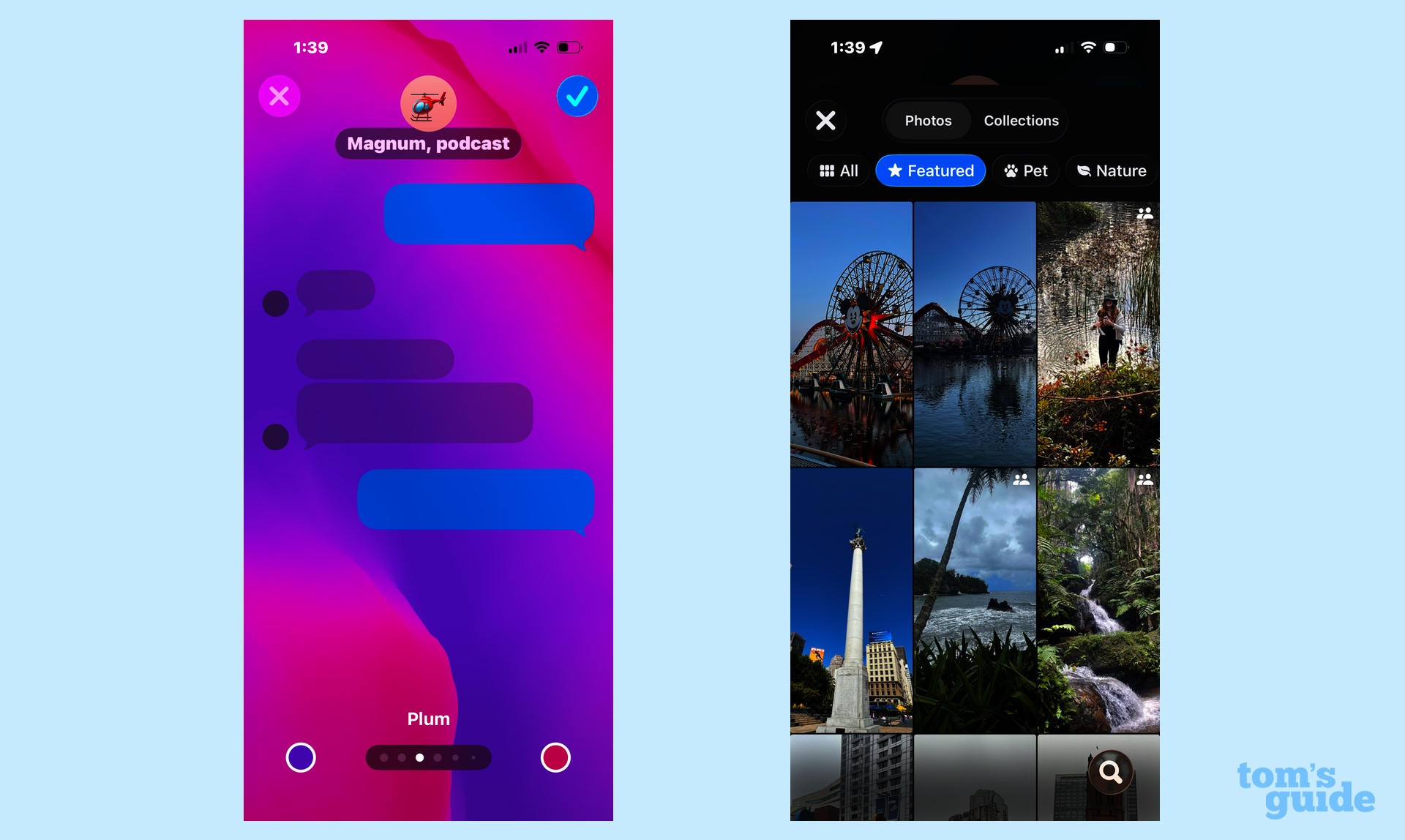 color and photo library background options for messages