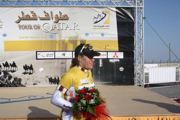Ellen Van Dijk (HTC-Highroad) was happy coming off the podium.