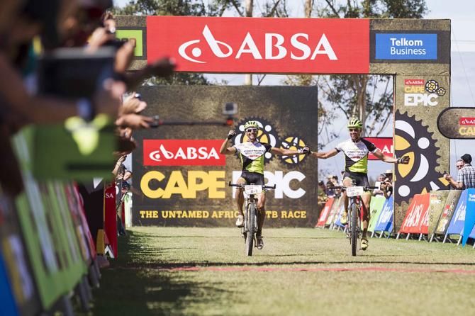 Jose Hermida(Spain) and Rudi Van Houts (Netherlands) of Multivan Merida win stage 1