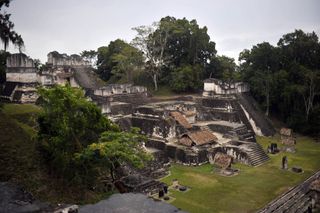 View of Mayan temples at the Tikal archaeological site on February 19, 2011 in the municipality of Flores, Peten, 488 km north of Guatemala City. AFP PHOTO/Johan ORDONEZ (Photo credit should