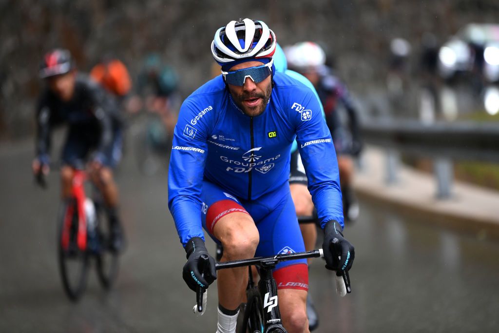 LIENZ AUSTRIA APRIL 22 Thibaut Pinot of France and Team Groupama FDJ competes in the breakaway during the 45th Tour of the Alps 2022 Stage 5 a 1145km stage from Lienz to Lienz TouroftheAlps on April 22 2022 in Lienz Austria Photo by Tim de WaeleGetty Images