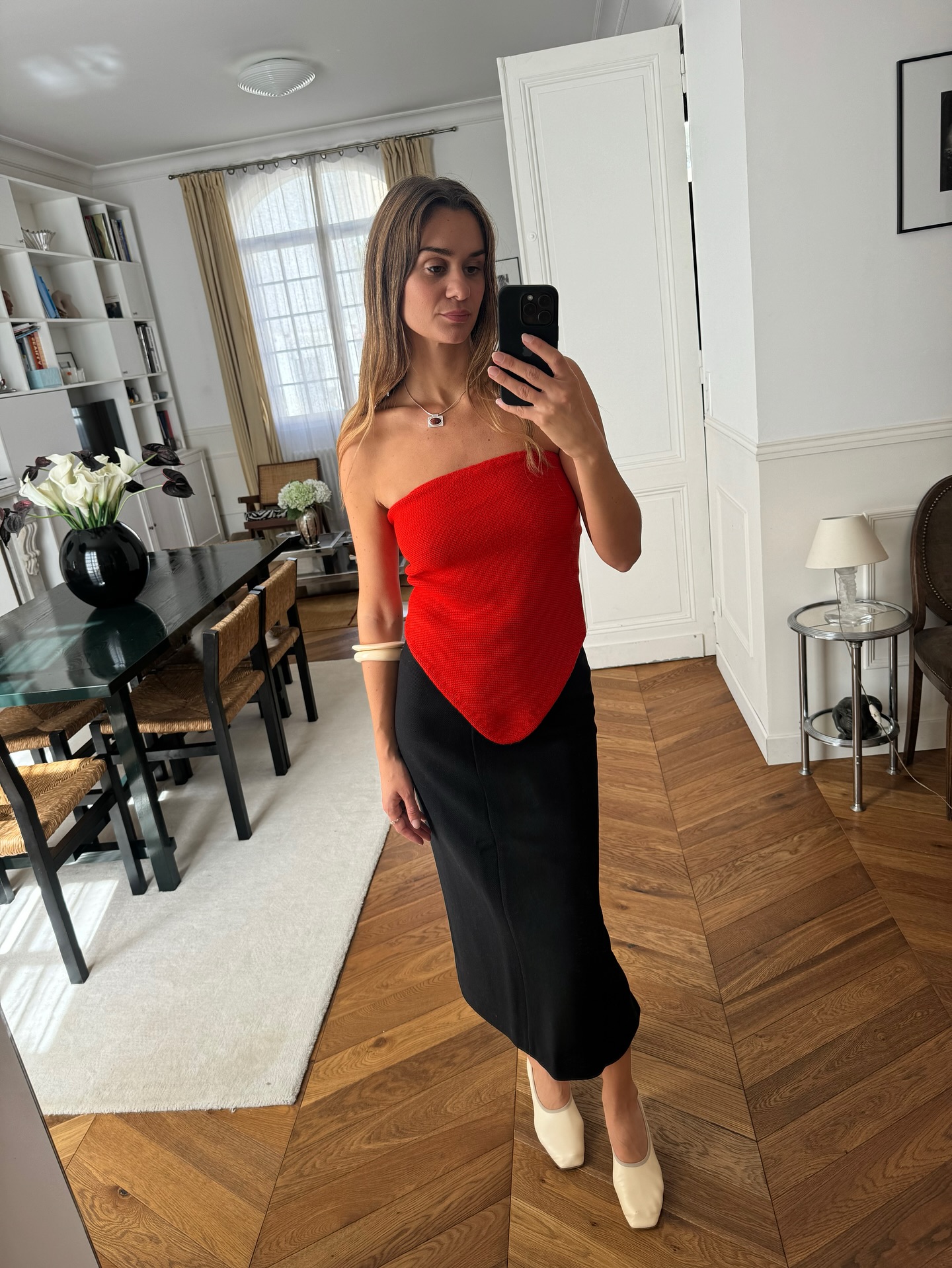 midi skirts and shoes