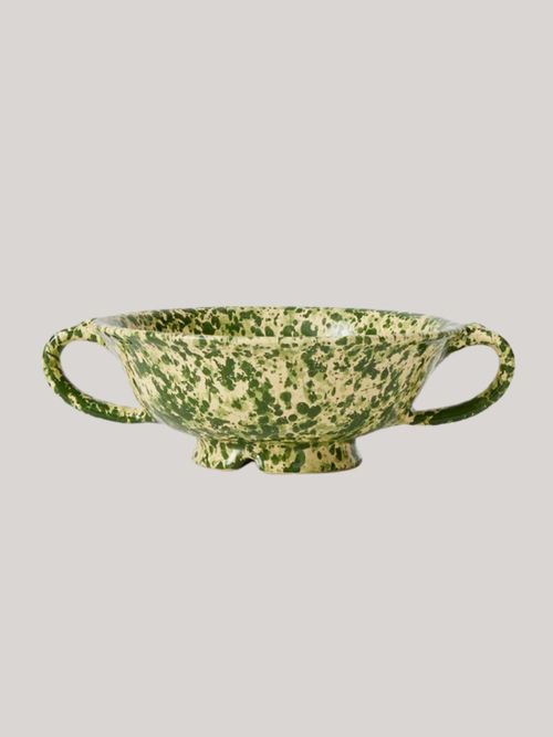 Cortona Splatter Colander in Cream/Leaf