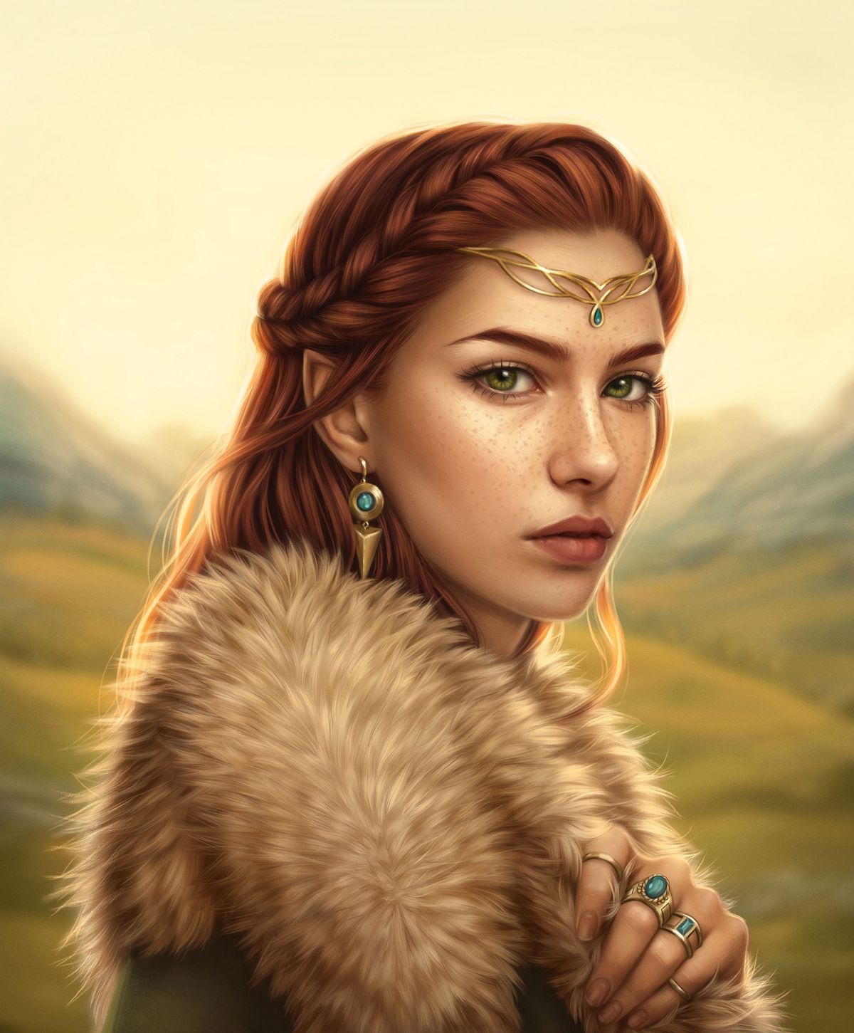 Digital painting portrait of an Elven maiden