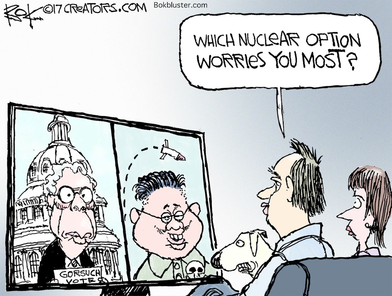 Political Cartoon U.S. Mitch McConnell Senate nuclear option