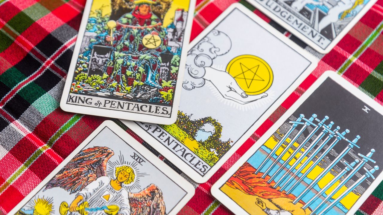 Yala province, Thailand, 1 May 2023, Tarot cards, editorial illustrations &quot;King of Pentacles&quot;