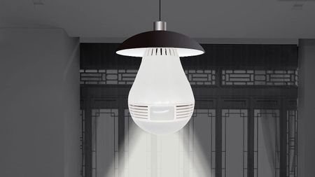 Kopfus light bulb camera shining in a dark room 