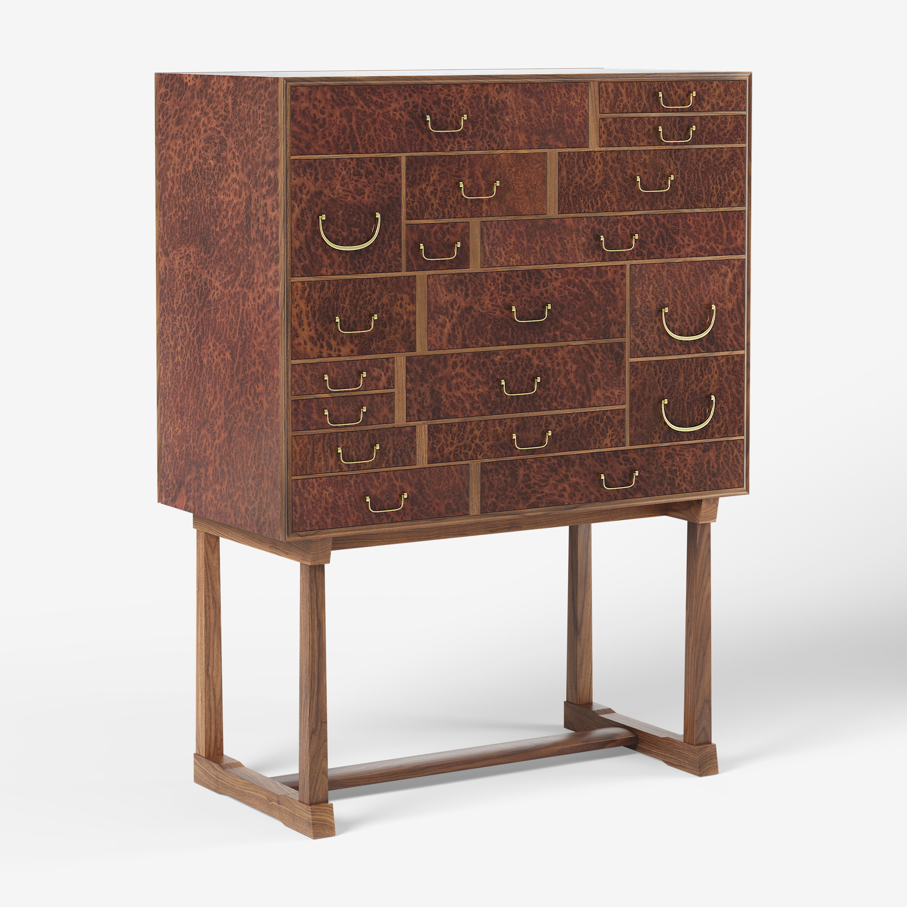 Furniture featured in Svenskt Tenn exhibition of josef frank cabinets, 'standing tall'