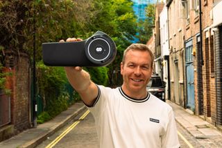 Sir Chris Hoy with a Skarper unit, is one of the original investors in the e-bike conversion kit company