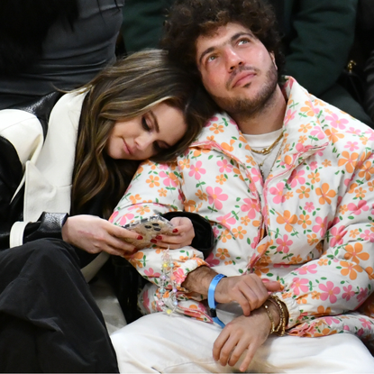 Selena Gomez and Benny Blanco attend a basketball game between the Los Angeles Lakers and the Miami Heat at Crypto.com Arena on January 03, 2024