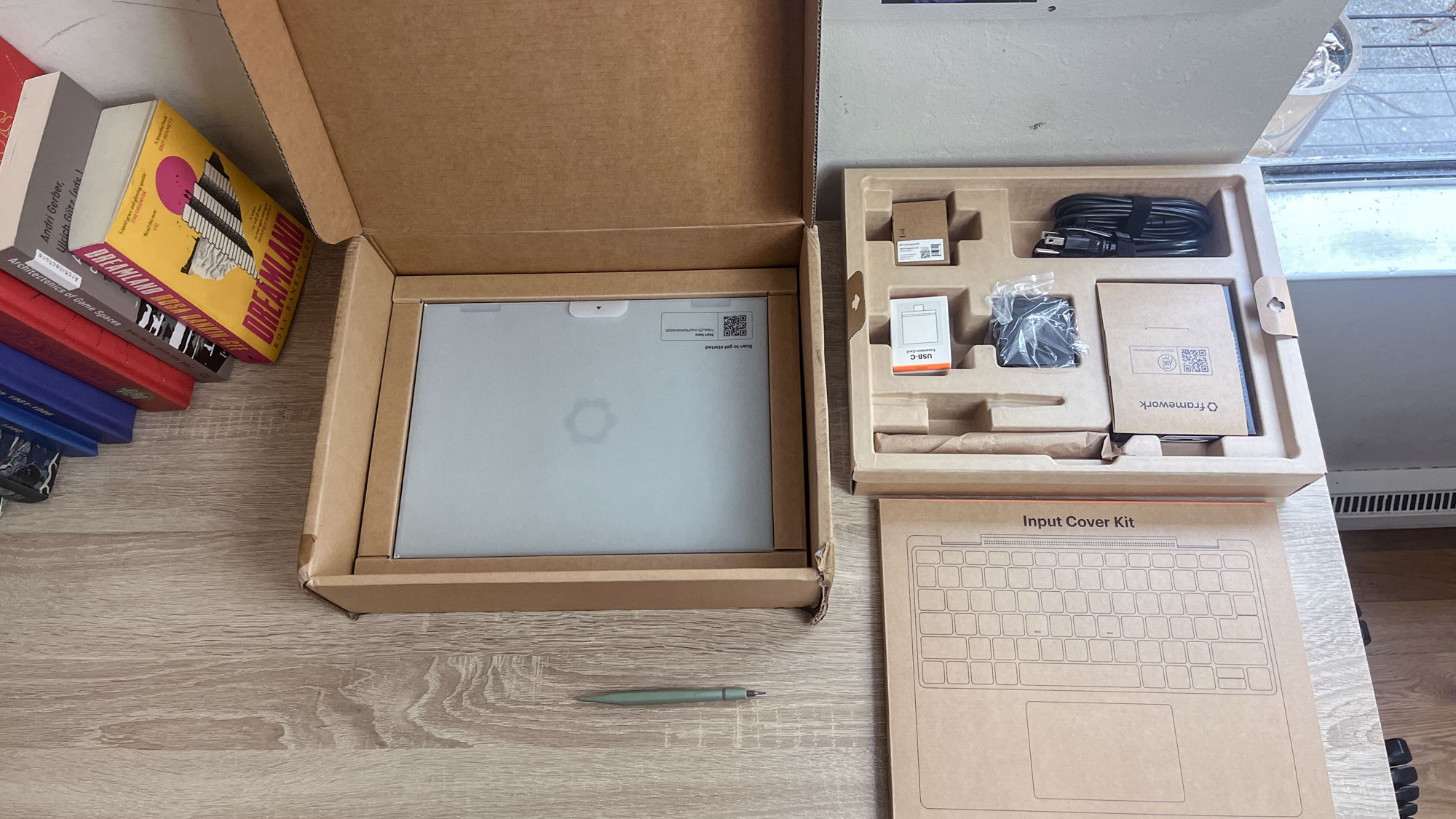 Framework Laptop 12 review unit on a desk