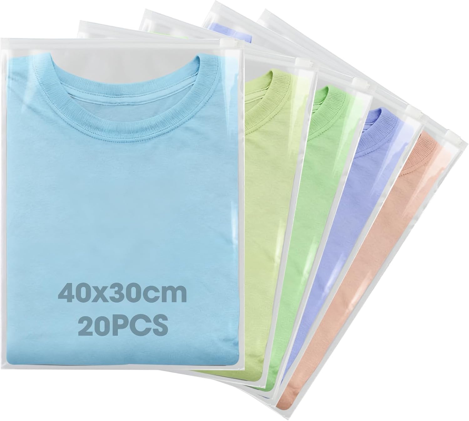 20 Pcs Reusable Ziplock Bags for Clothes 40x30cm Large Travel Zip Lock Bags Waterproof Luggage Organiser for Clothes Shoe Offices Supplies Cosmetics