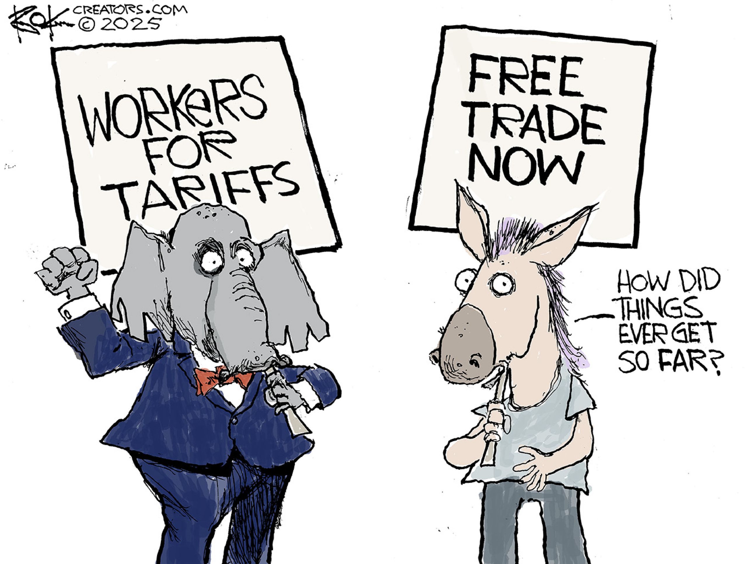 Pro Ree Tradi Pro Free Trade Political Cartoon