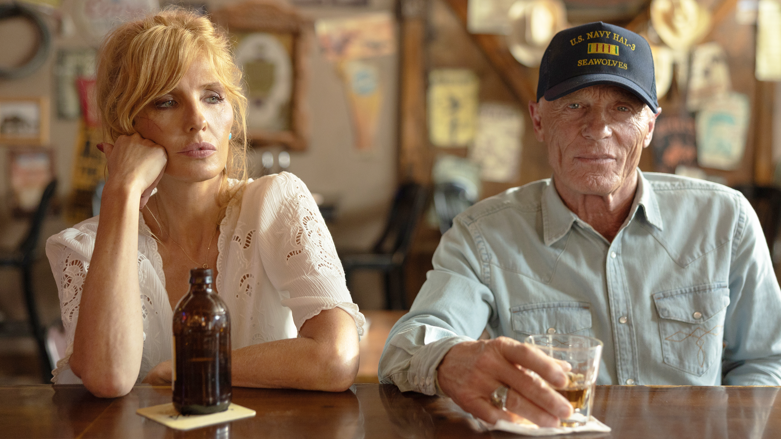 (L-R) Kelly Reilly as Beth Dutton and Ed Harris as Everett McKinney in "Dutton Ranch," episode 2, season 1, streaming on Paramount+