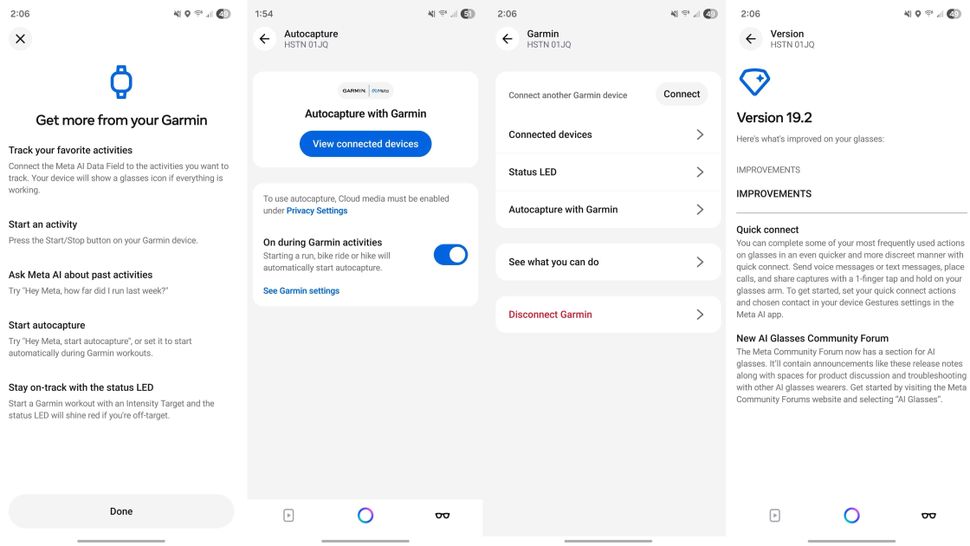 Intégration Garmin dans l'application Meta AI pour Oakley Meta HSTN.