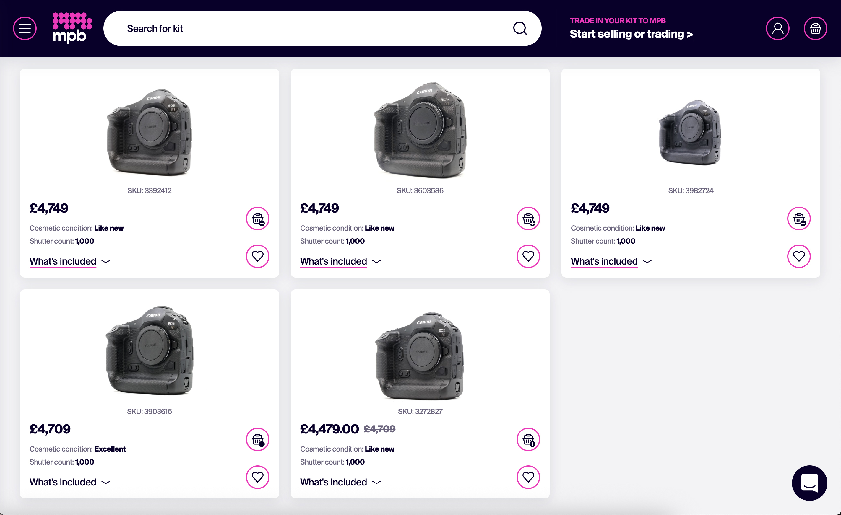 Canon EOS R1s listed on MPB.com