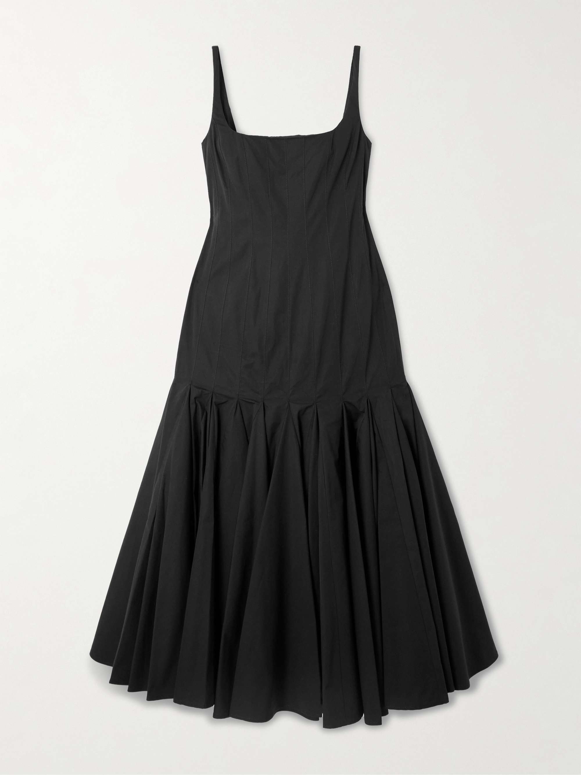 Agave Pleated Paneled Cotton-Poplin Midi Dress