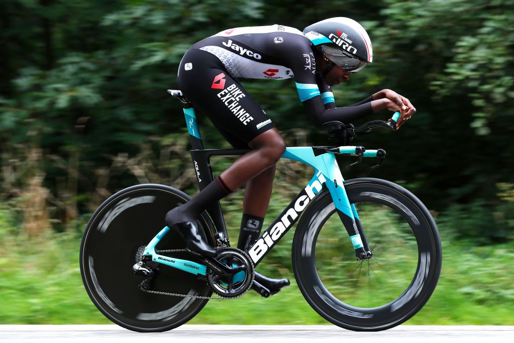GENNEP NETHERLANDS AUGUST 26 Teniel Campbell of Trinidad And Tobago and Team BikeExchange during the 23rd Simac Ladies Tour 2021 Stage 2 a 222km Individual Time Trial stage from Gennep to Gennep SLT2021 UCIWWT on August 26 2021 in Gennep Netherlands Photo by Bas CzerwinskiGetty Images
