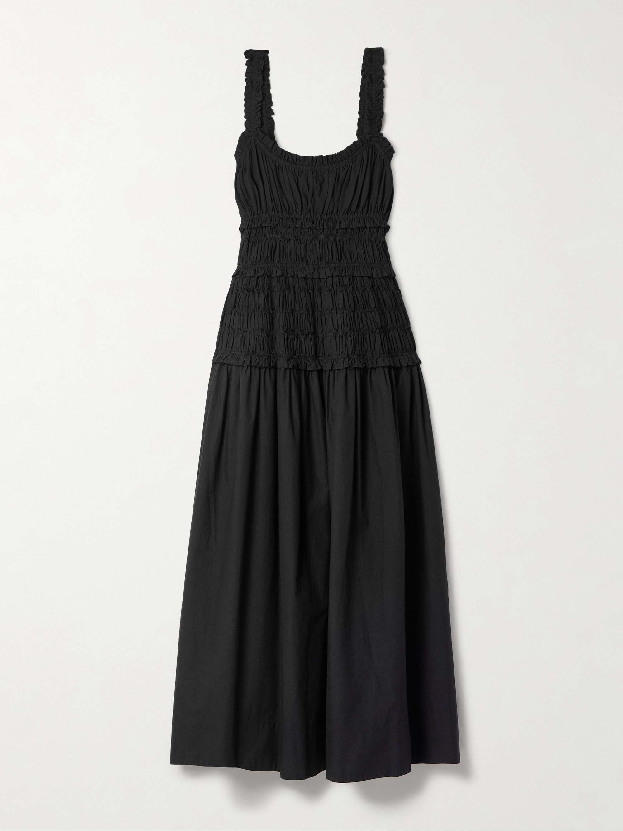 Marianne Shirred Organic Cotton-Poplin Midi Dress