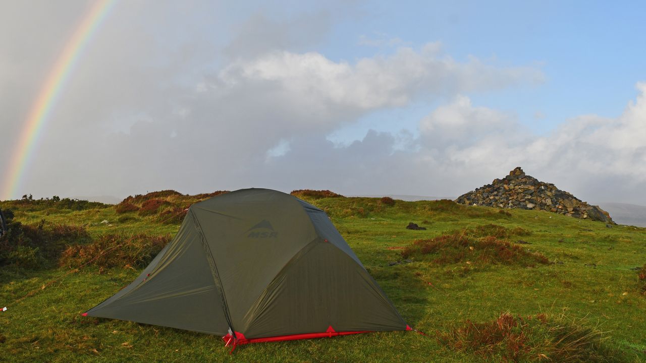 The MSR Hubba Hubba Bikepack 2-person tent pitched on Dartmoor