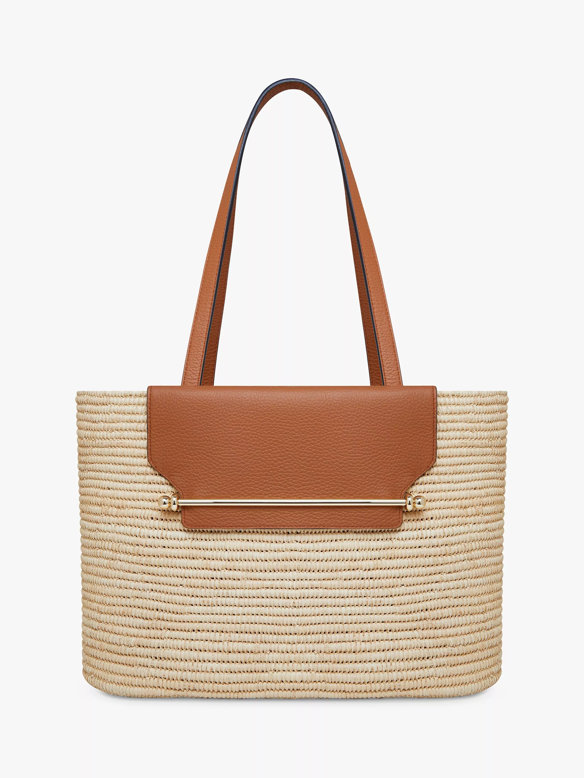 Strathberry Raffia and Leather Basket Shoulder Bag