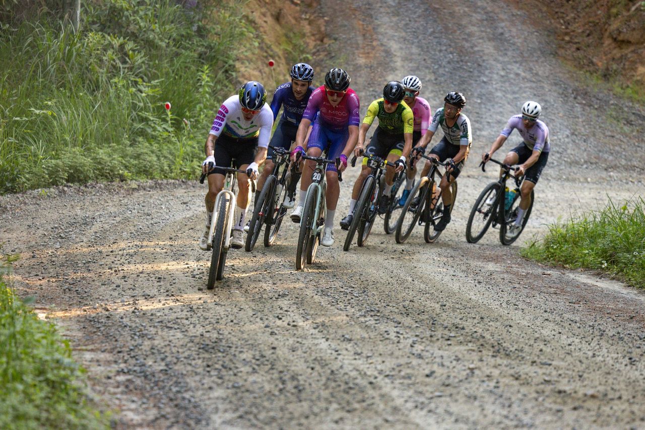 The lead pack in the elite men's race stayed together until the second big climb