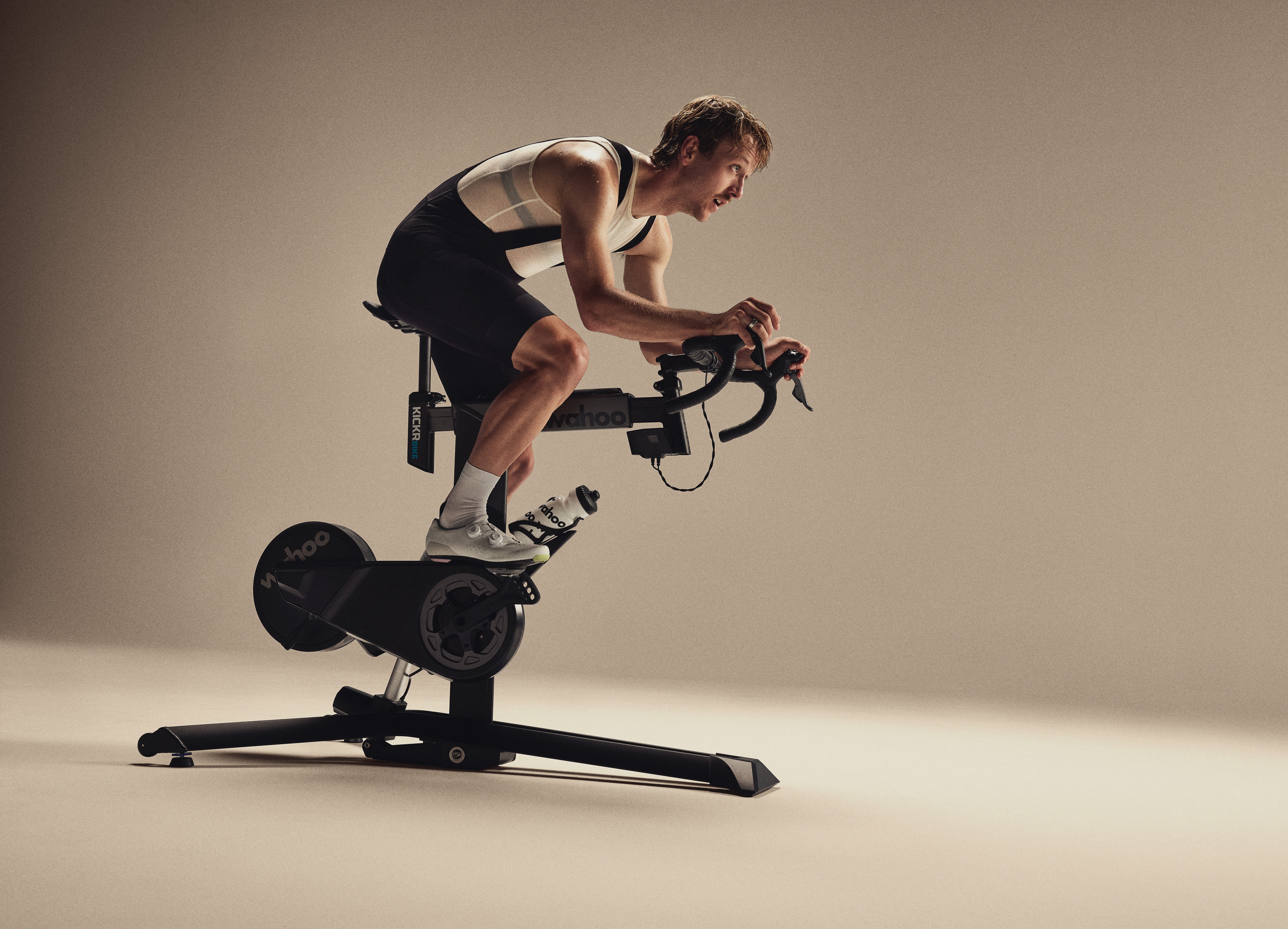 A man riding a Wahoo Kickr Pro