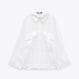 Zara 100% Linen Pocket Shirt