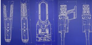 A composite photo of Dyson product wireframes