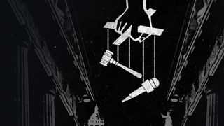 En promobild för Vendetta: Truth, Lies and The Mafia som visar en målad hand som håller i en marionett med verktyg i trådändarna.