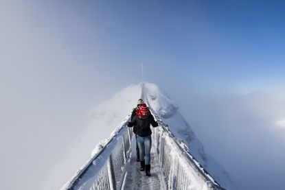 The 'Peak Walk' suspension bridge in Switzerland.