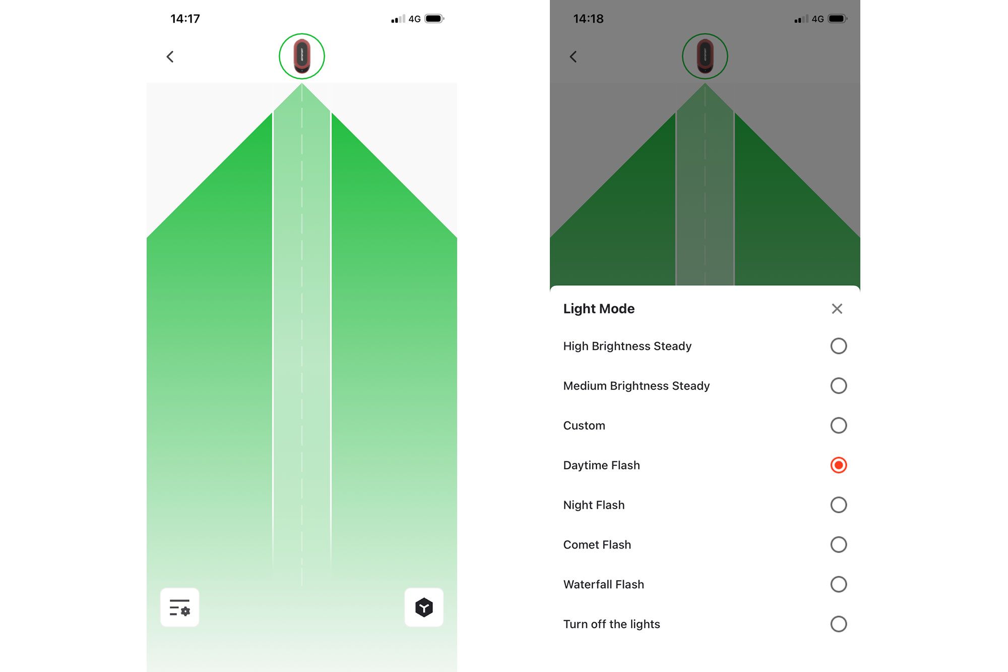 iGPSport radar screen indicating no current threats