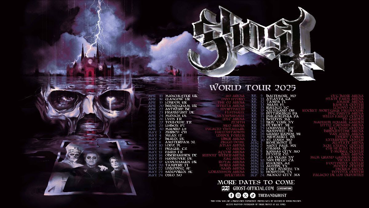 Ghost announce sixmonth 2025 world tour with UK, Europe, US, Mexico