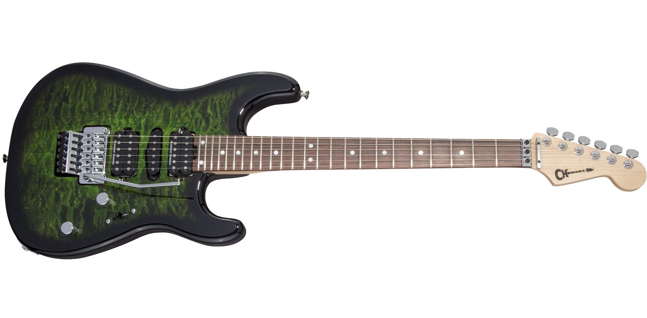 Charvel MJ San Dimas Style 1 HSH FR PF QM Transparent Green Burst