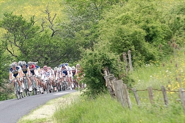 The peloton in action during stage 3 of the Circuit de Lorraine.