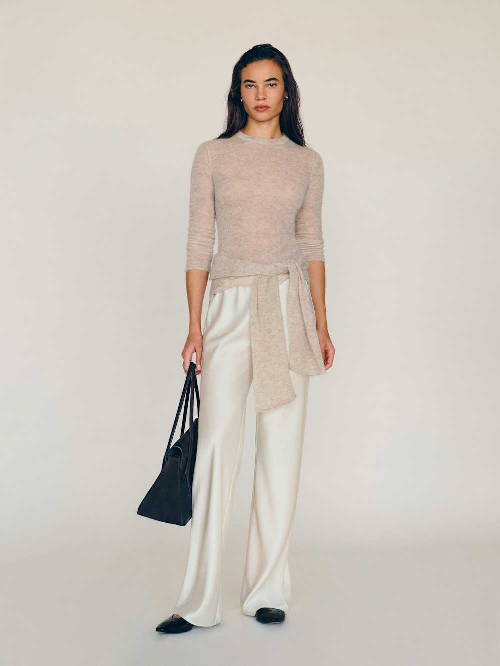 Gale Satin Mid Rise Bias Pant