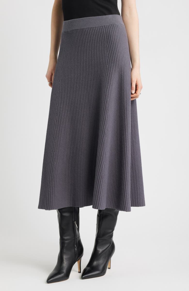 Cotton & Cashmere A-Line Midi Sweater Skirt