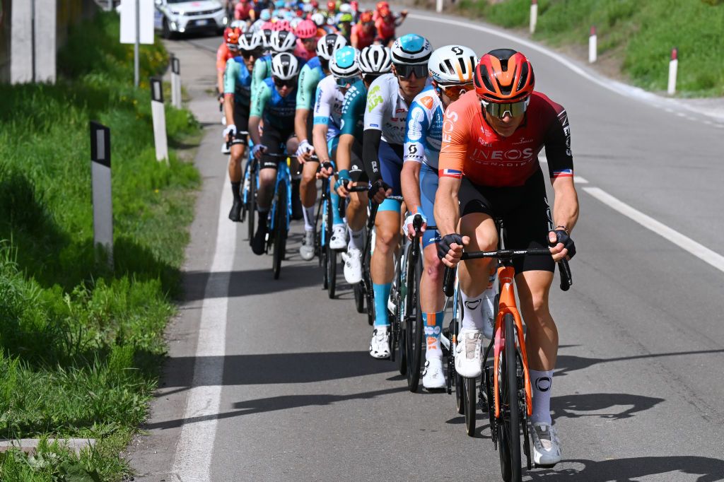 Ben Swift leads the Tour of the Alps peloton