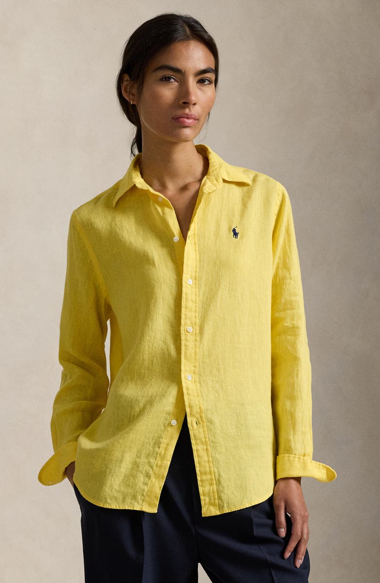 Classic Fit Linen Button-Up Shirt