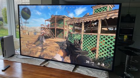 Sony 75X95K TV showing gameplay