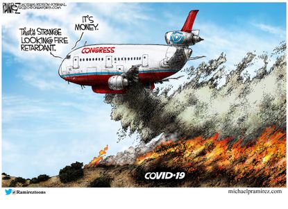Political Cartoon U.S. Congress coronavirus money