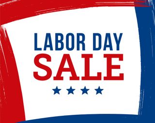 Labor Day sale with red, white and blue graphic