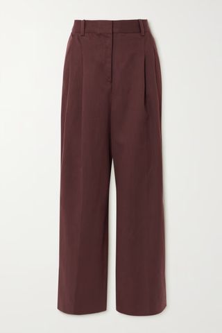 Idai Cotton and Linen-Blend Twill Wide-Leg Pants