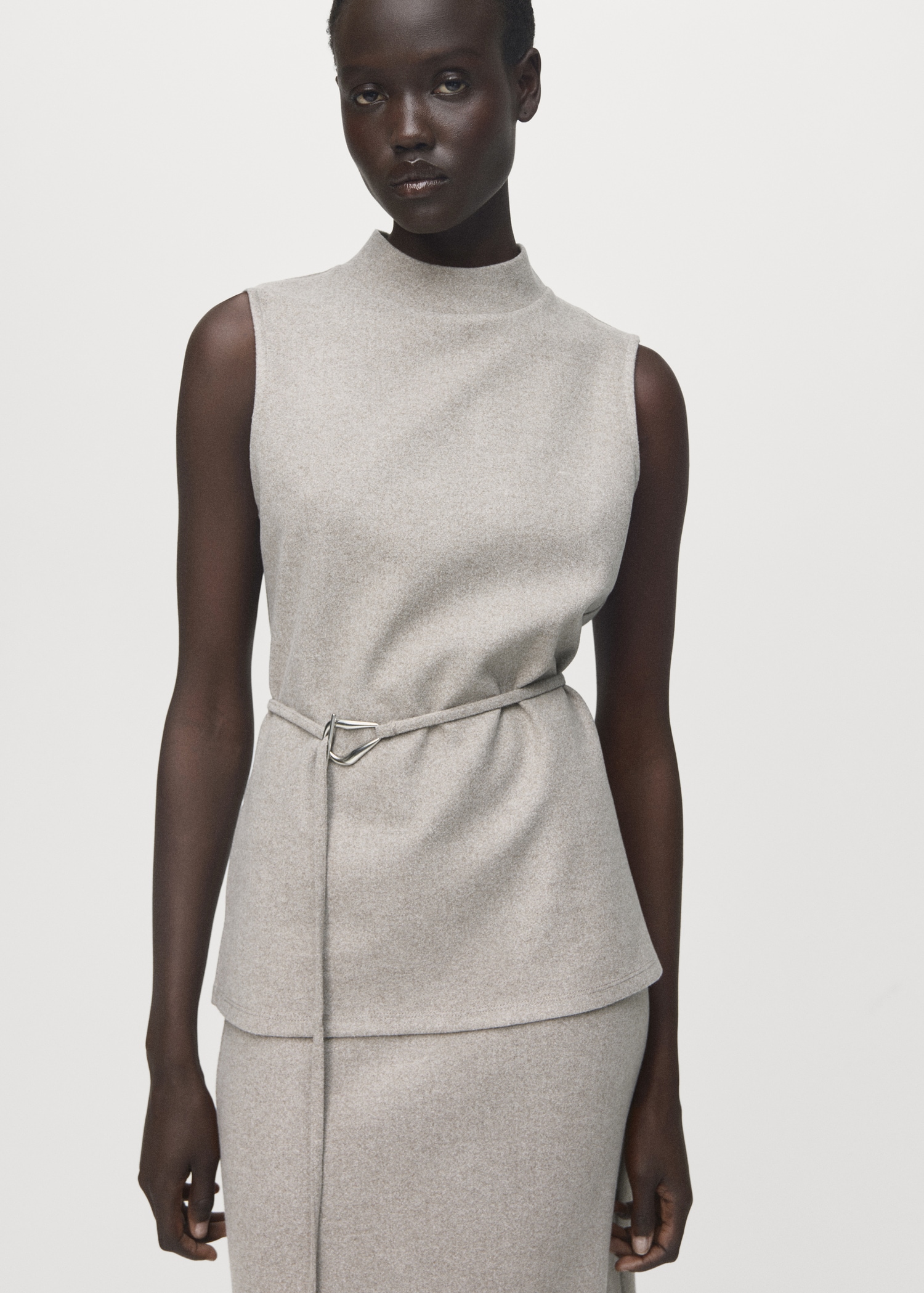 Turtleneck Top With Belt - Women | Mango Usa